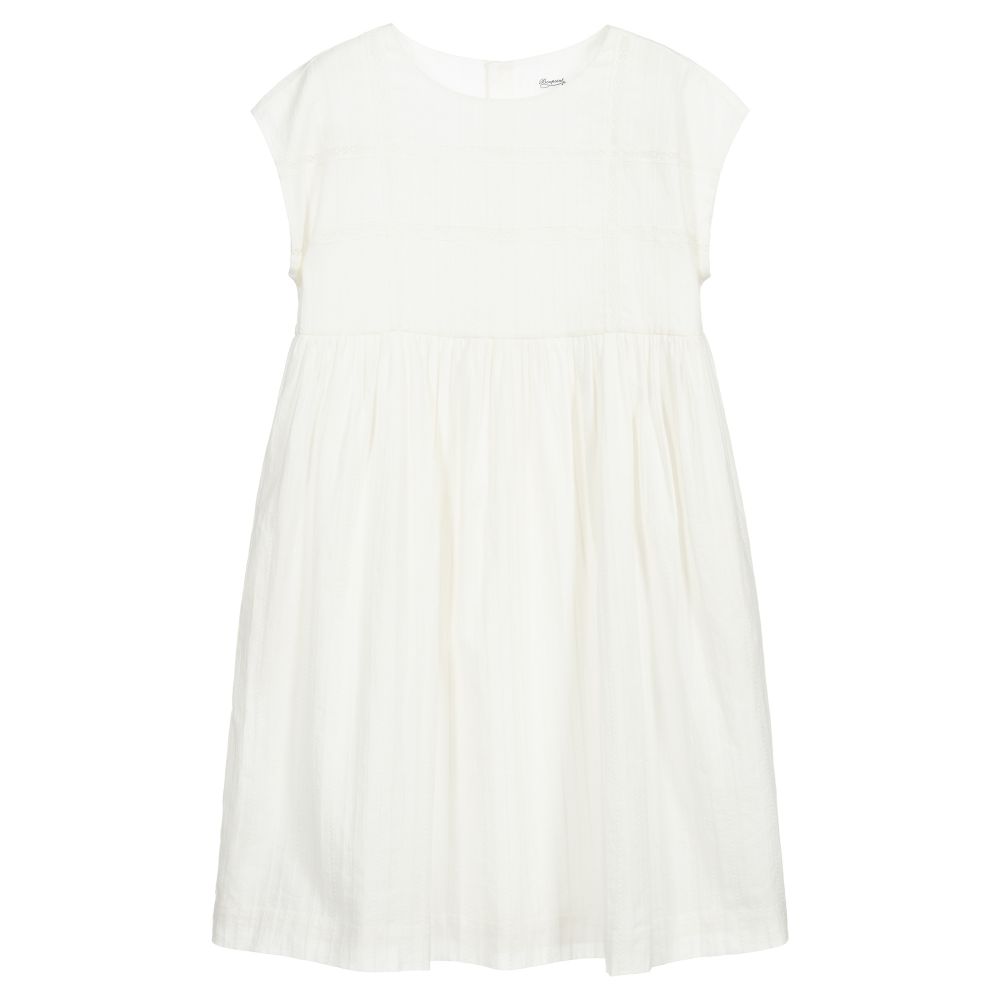 Bonpoint - Кремовое платье из хлопка для девушек | Childrensalon