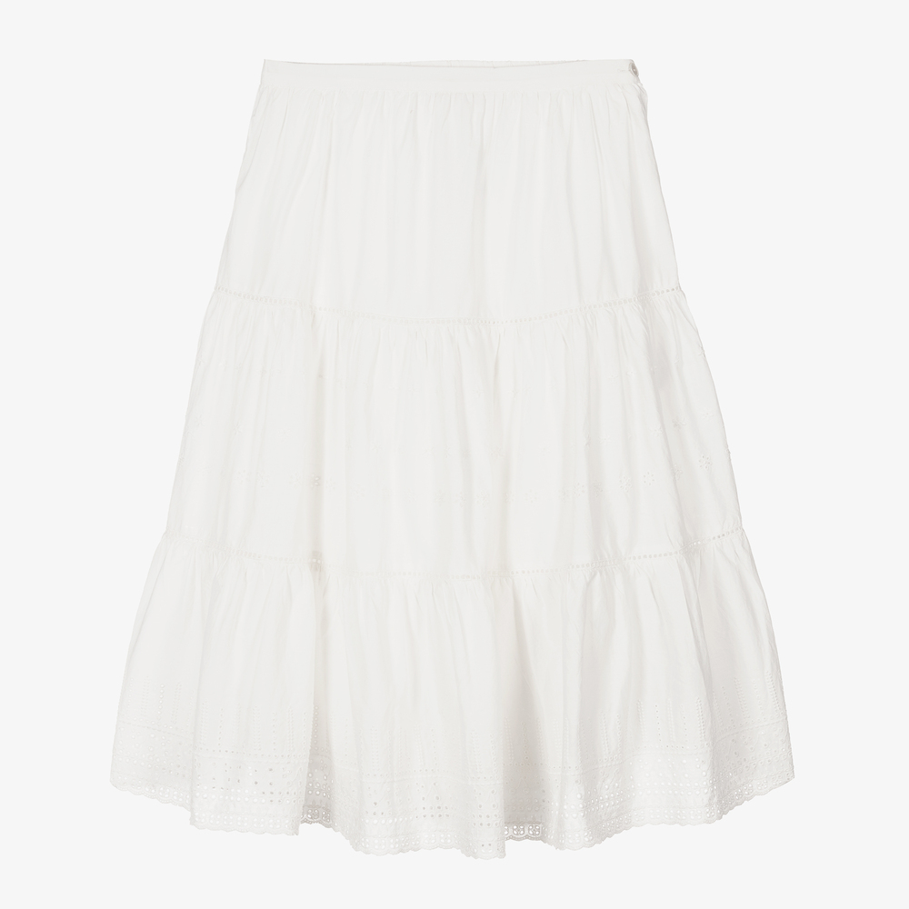 Bonpoint - Кремовая хлопковая юбка для подростков  | Childrensalon