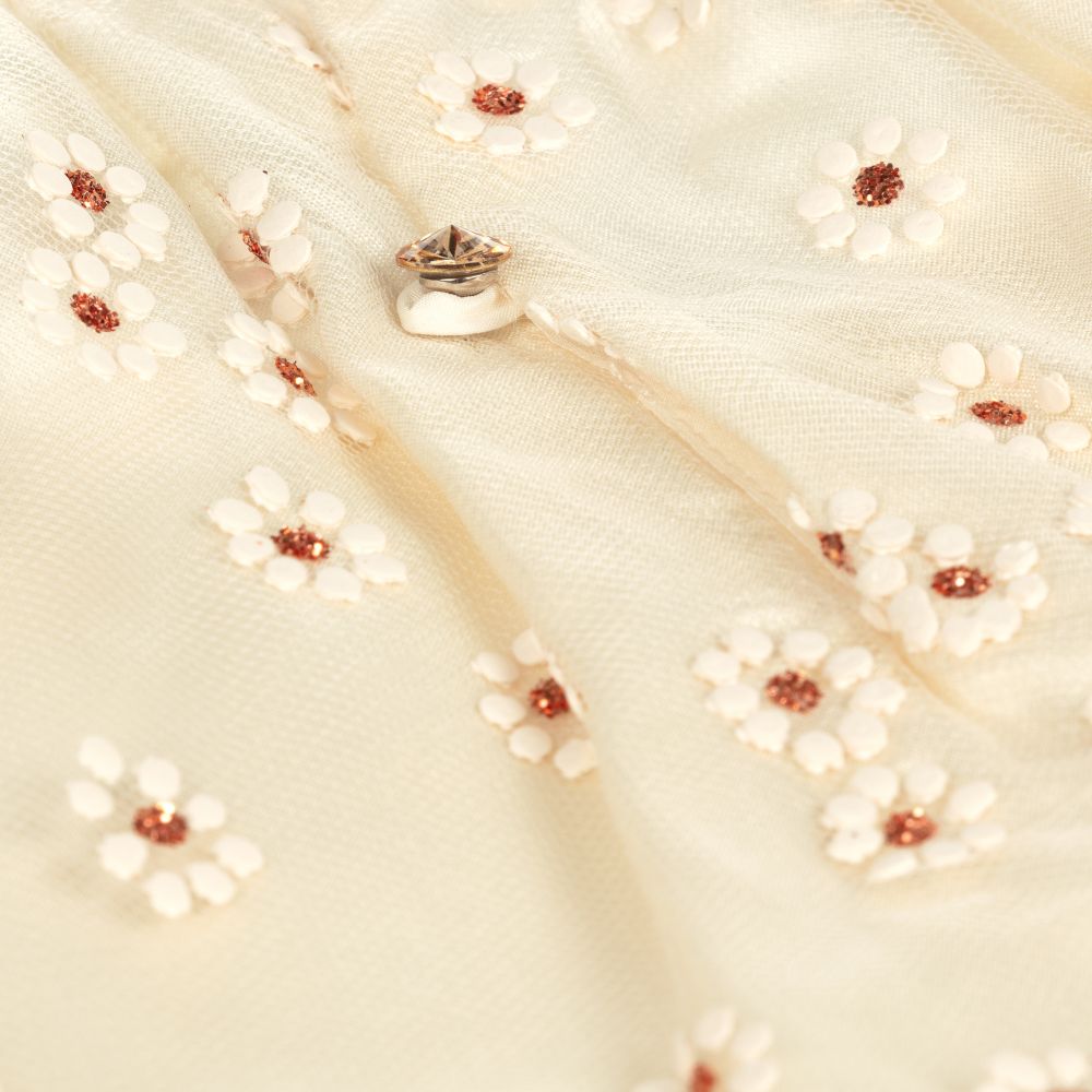 Bonpoint-Teen Ivory Floral Tulle Blouse | Childrensalon Outlet