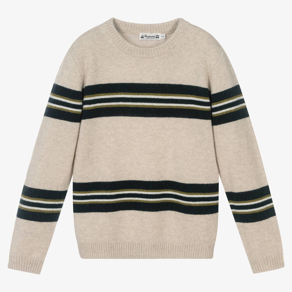 Bonpoint - Elfenbeinfarbener Teen Pullover mit Streifen | Childrensalon