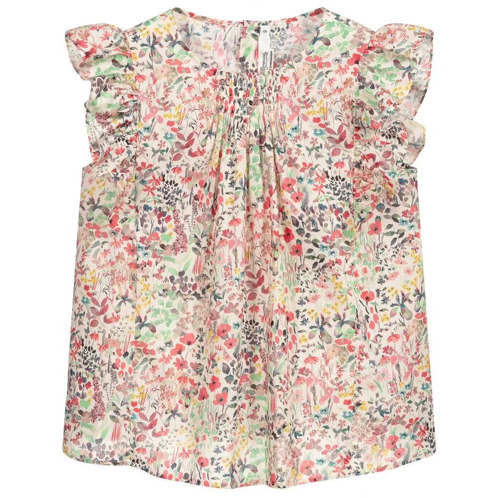Bonpoint - Розовая блузка в цветочек для подростков | Childrensalon