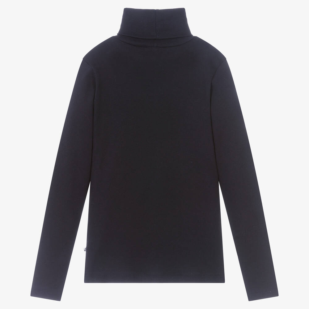 بونبوان-توب قطن جيرسى بياقة عالية لون كحلي للمراهقات | Childrensalon Outlet