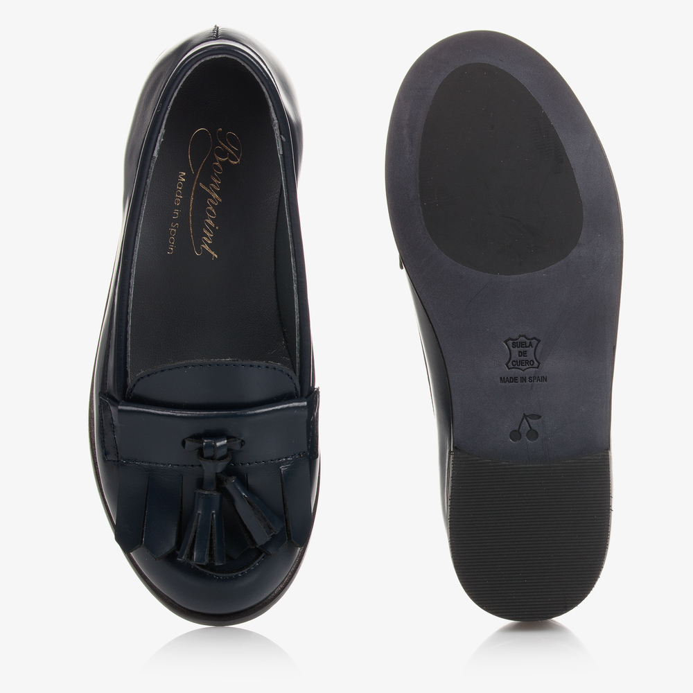 Bonpoint-Teen Navy Blue Moccasin  | Childrensalon Outlet