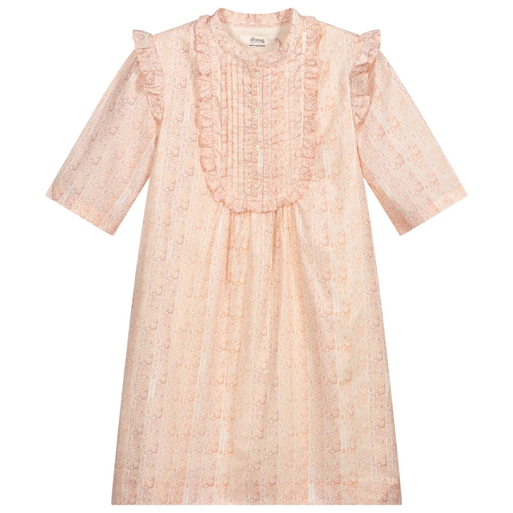 Bonpoint - فستان تينز قطن عضوي لون زهري بطبعة ورود | Childrensalon