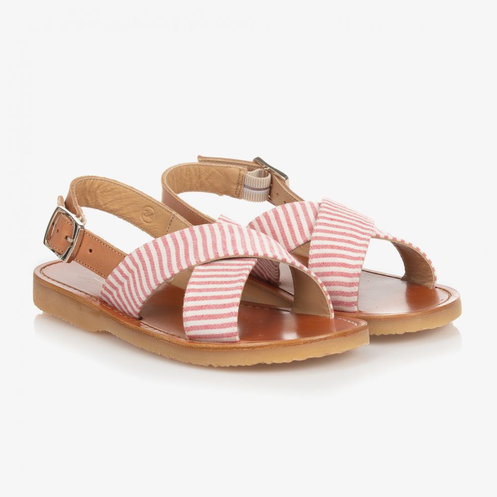 Bonpoint - Розовые сандалии в полоску для подростков | Childrensalon