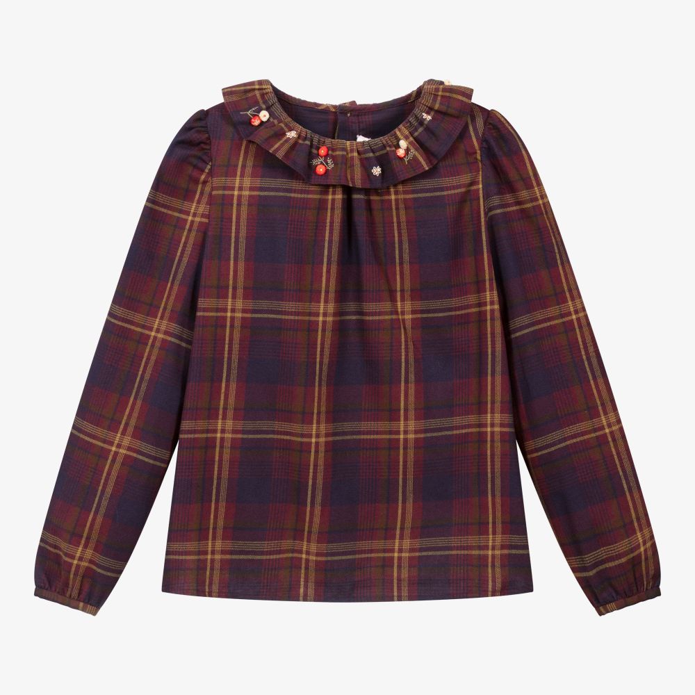 Bonpoint - Teen Red & Blue Checked Blouse | Childrensalon