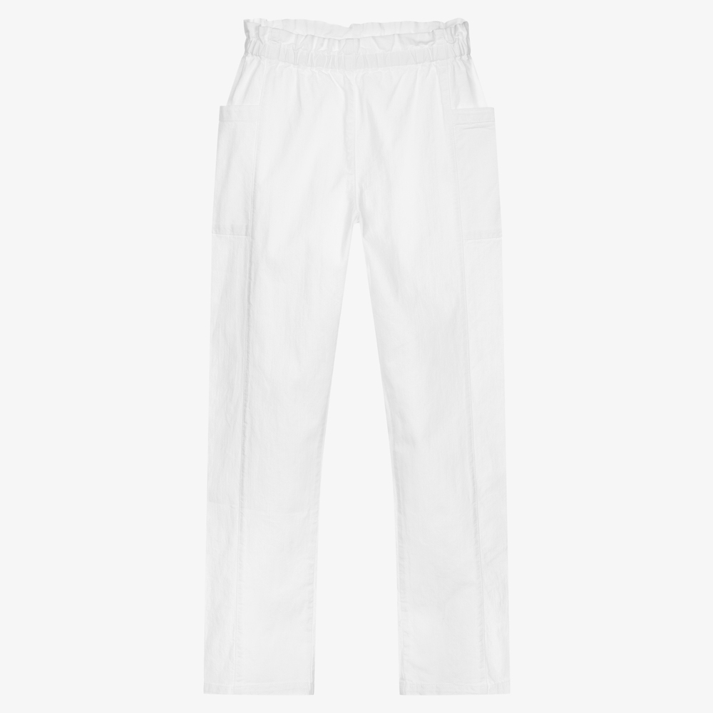 Bonpoint - Teen White Cotton Trousers | Childrensalon