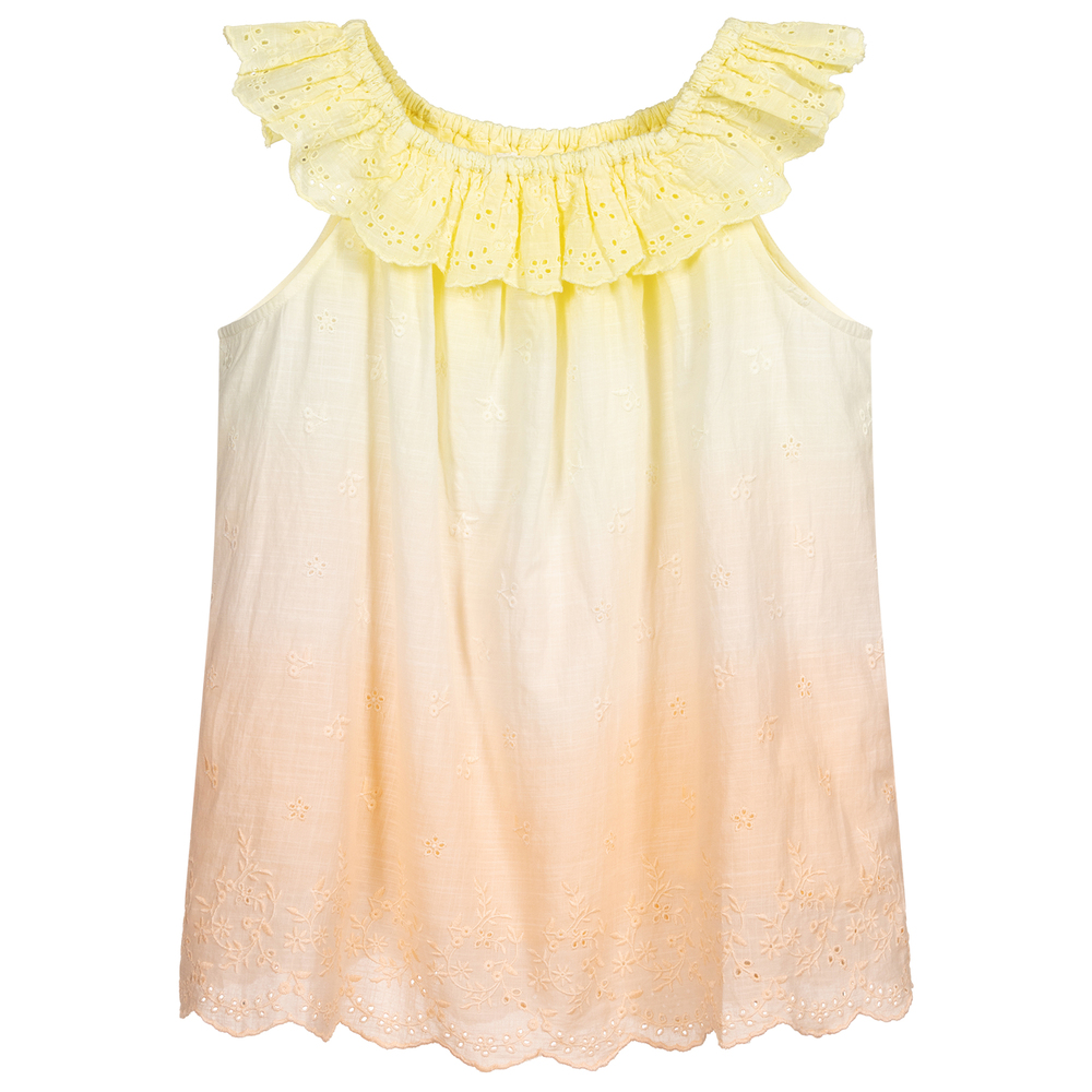 Bonpoint - Blouse dip &amp; dye jaune Ado | Childrensalon