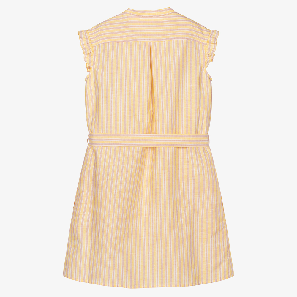Bonpoint-Teen Yellow Linen Stripe Dress | Childrensalon Outlet