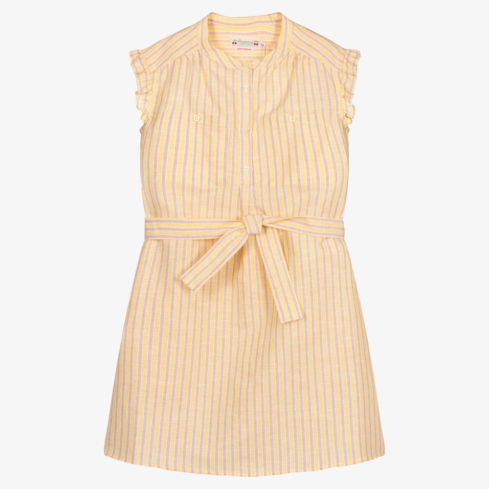 Bonpoint - Teen Yellow Linen Stripe Dress | Childrensalon