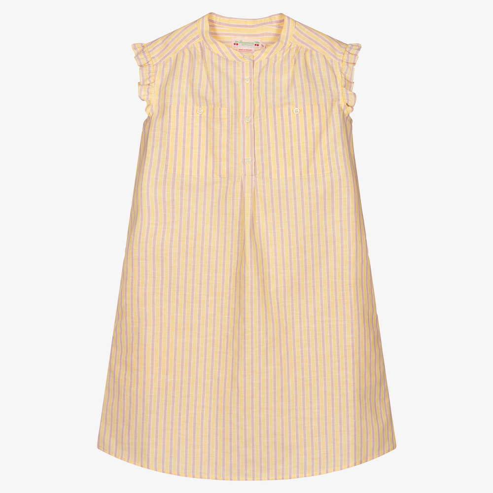 Bonpoint-Teen Yellow Linen Stripe Dress | Childrensalon Outlet