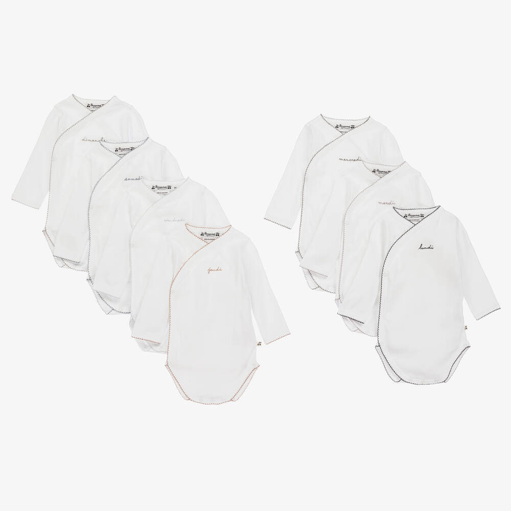 Bonpoint-White Cotton Bodyvests (7 Pack) | Childrensalon Outlet