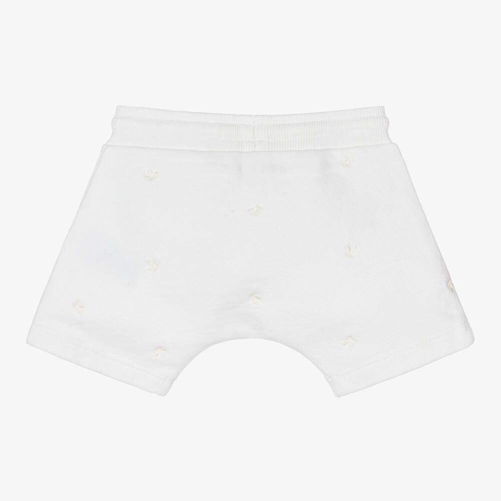 Bonpoint-White Cotton Cherry Embroidered Shorts | Childrensalon Outlet