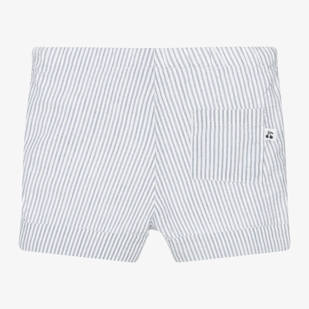 Bonpoint-White Cotton Striped Shorts | Childrensalon Outlet