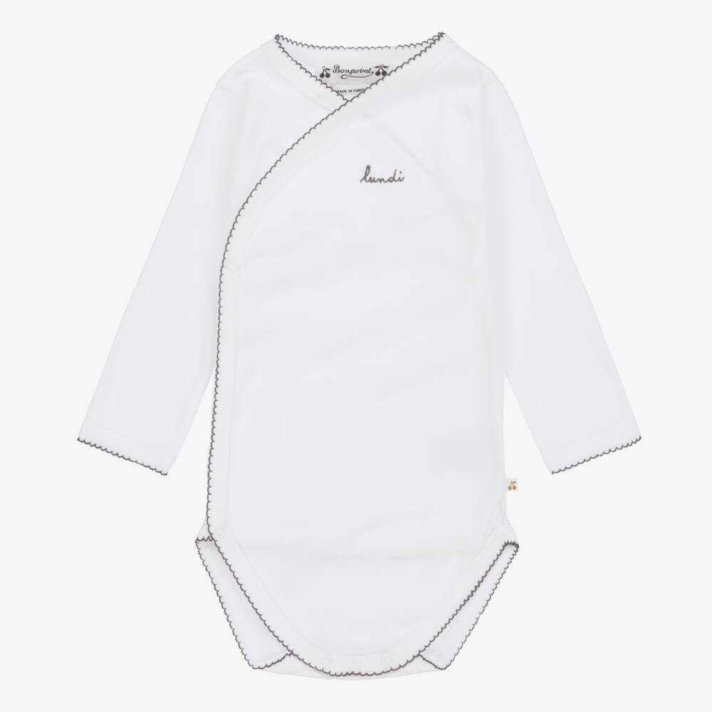 Bonpoint-White Days Of The Week Cotton Babysuit Gift Set | Childrensalon Outlet