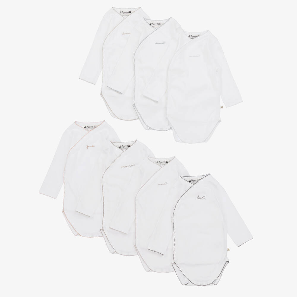 Bonpoint-White Days Of The Week Cotton Babysuit Gift Set | Childrensalon Outlet