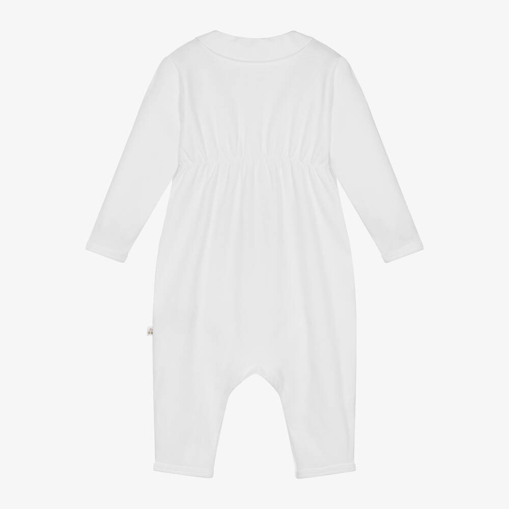 Bonpoint-Белый хлопковый комбинезон с вышивкой | Childrensalon Outlet