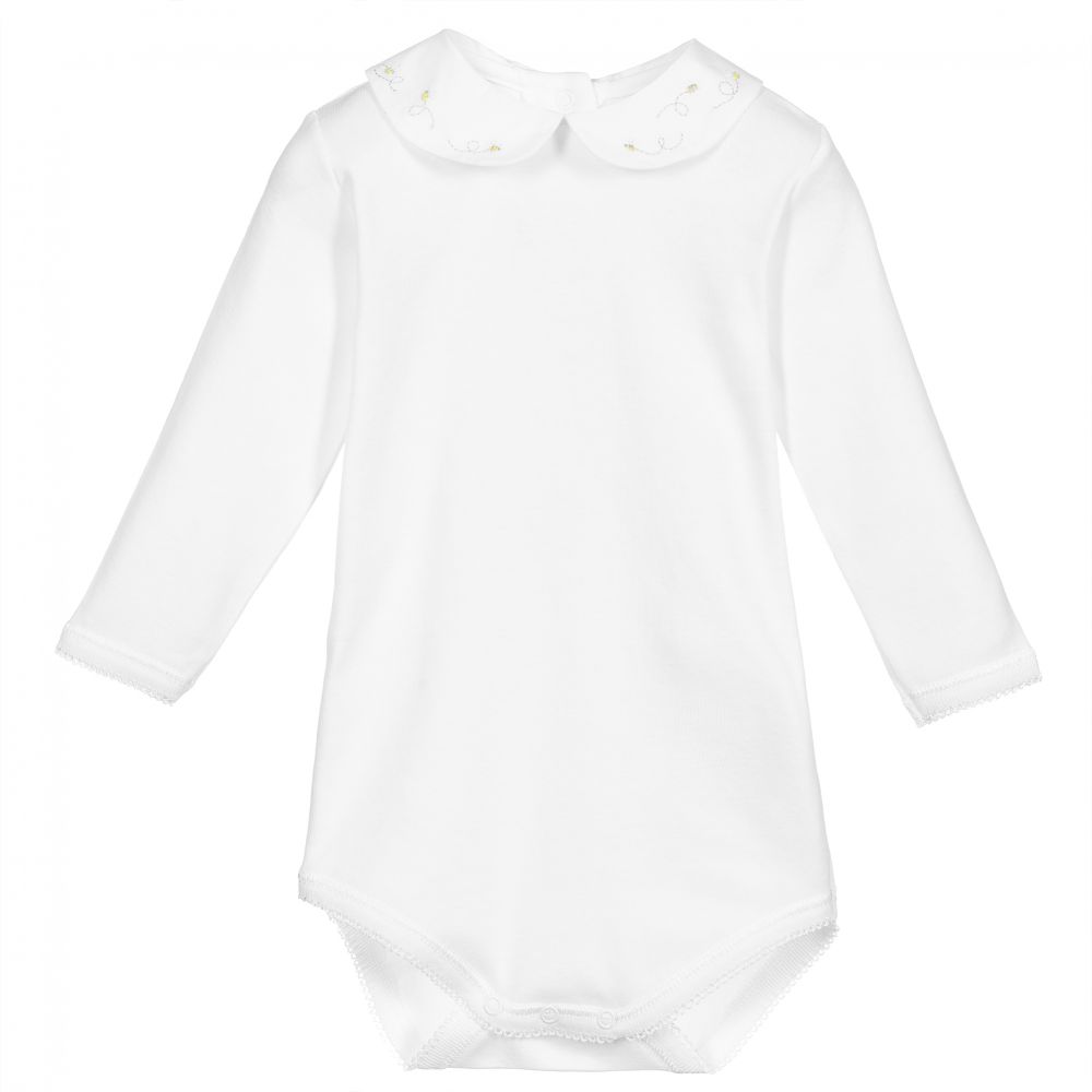 Bonpoint - White Organic Cotton Bodysuit | Childrensalon