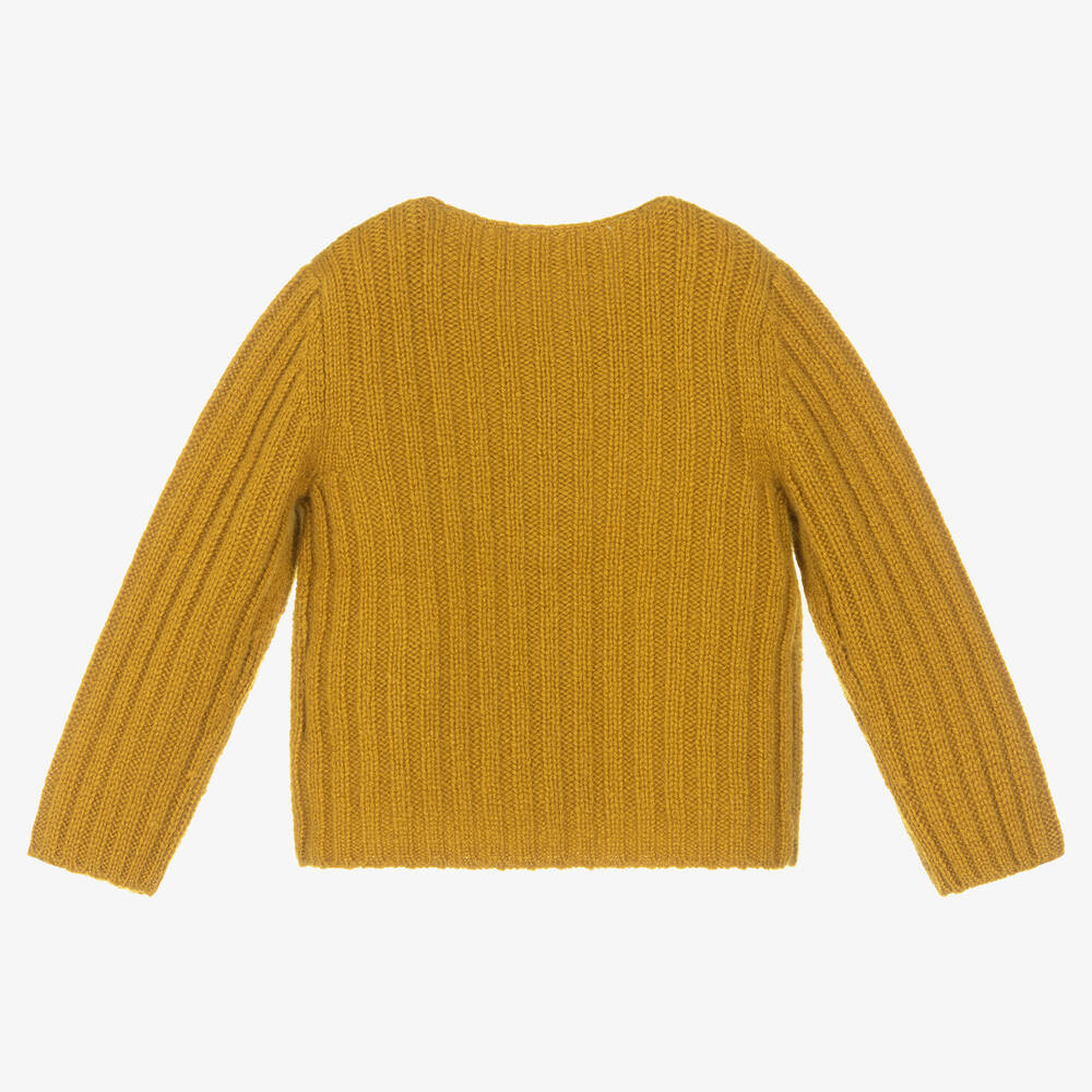 Bonpoint Yellow Cashmere Knit Cardigan Childrensalon Outlet
