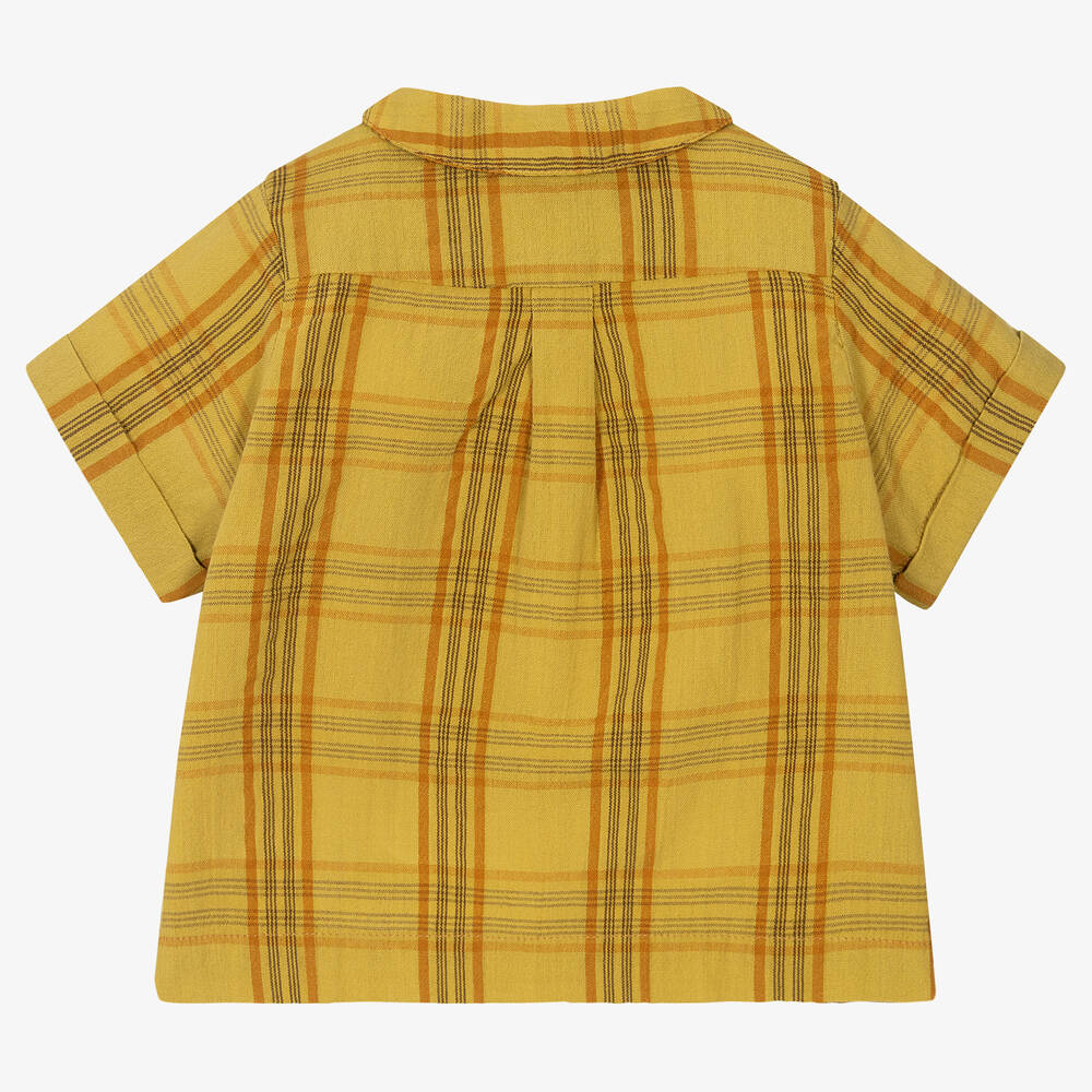 بونبوان-بلوز أطفال بناتي قطن كاروهات لون أصفر موتارد | Childrensalon Outlet