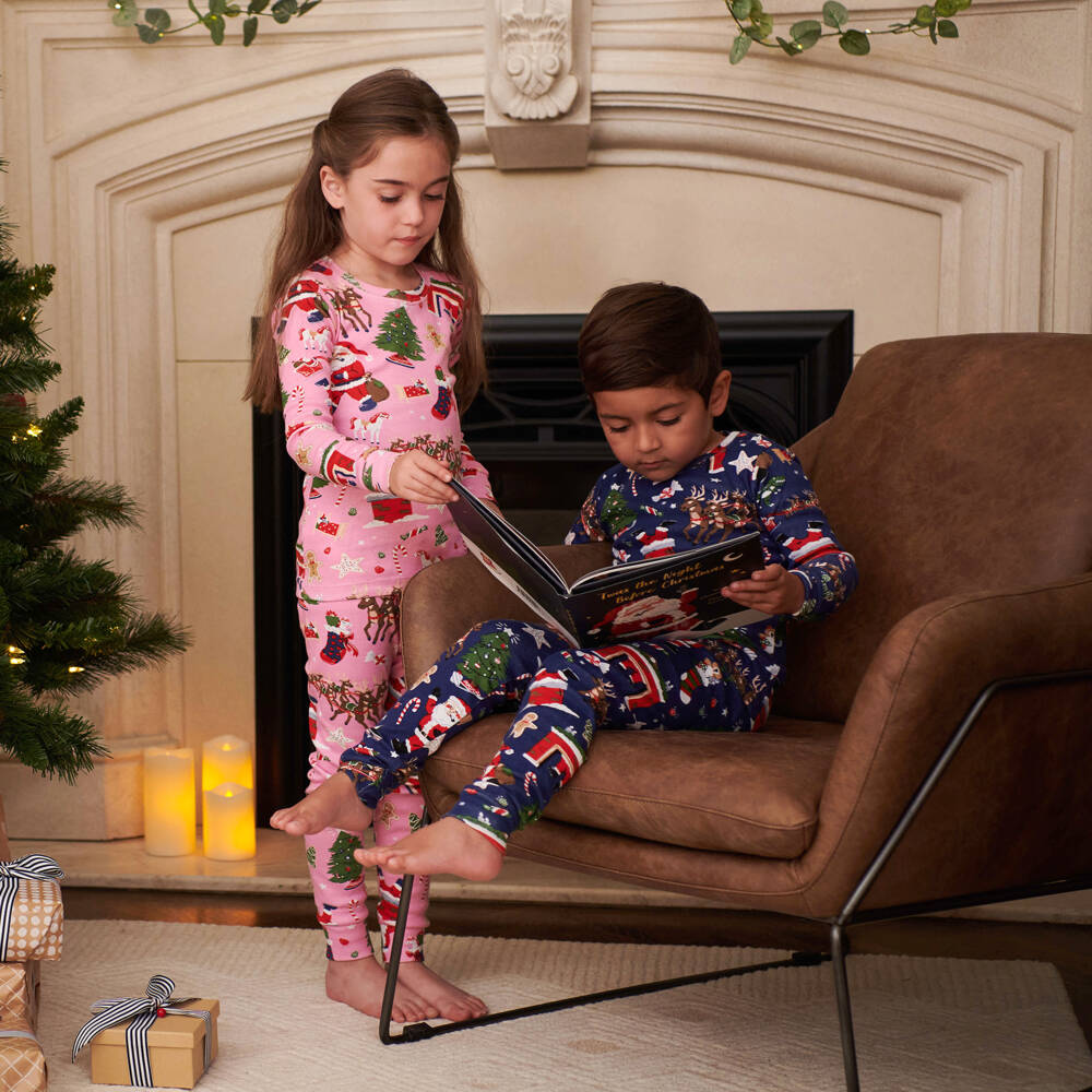 Books to Bed-Girls Pink Festive Pyjamas & Book Set | Childrensalon Outlet