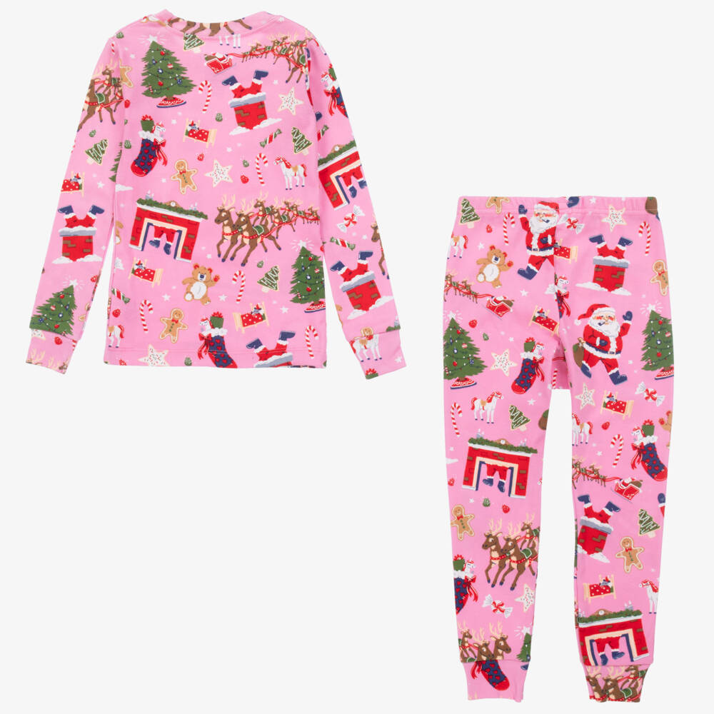 Books to Bed-Girls Pink Festive Pyjamas & Book Set | Childrensalon Outlet