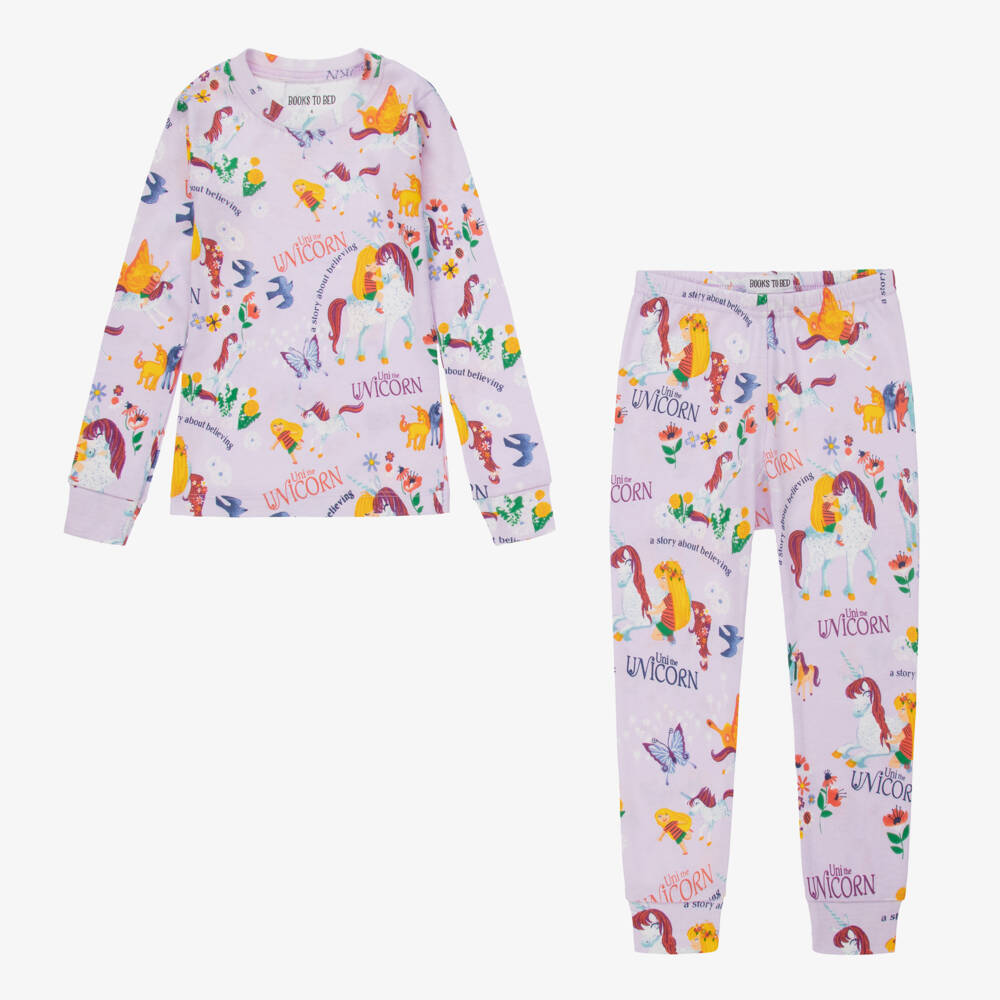 Books to Bed-Girls Purple Unicorn Pyjamas & Book Gift Set | Childrensalon Outlet