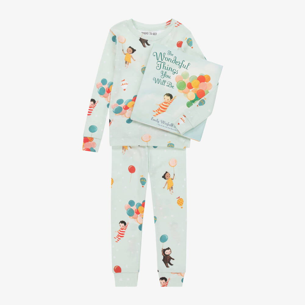 Books to Bed-Green Wonderful Things Cotton Pyjamas & Book Set | Childrensalon Outlet