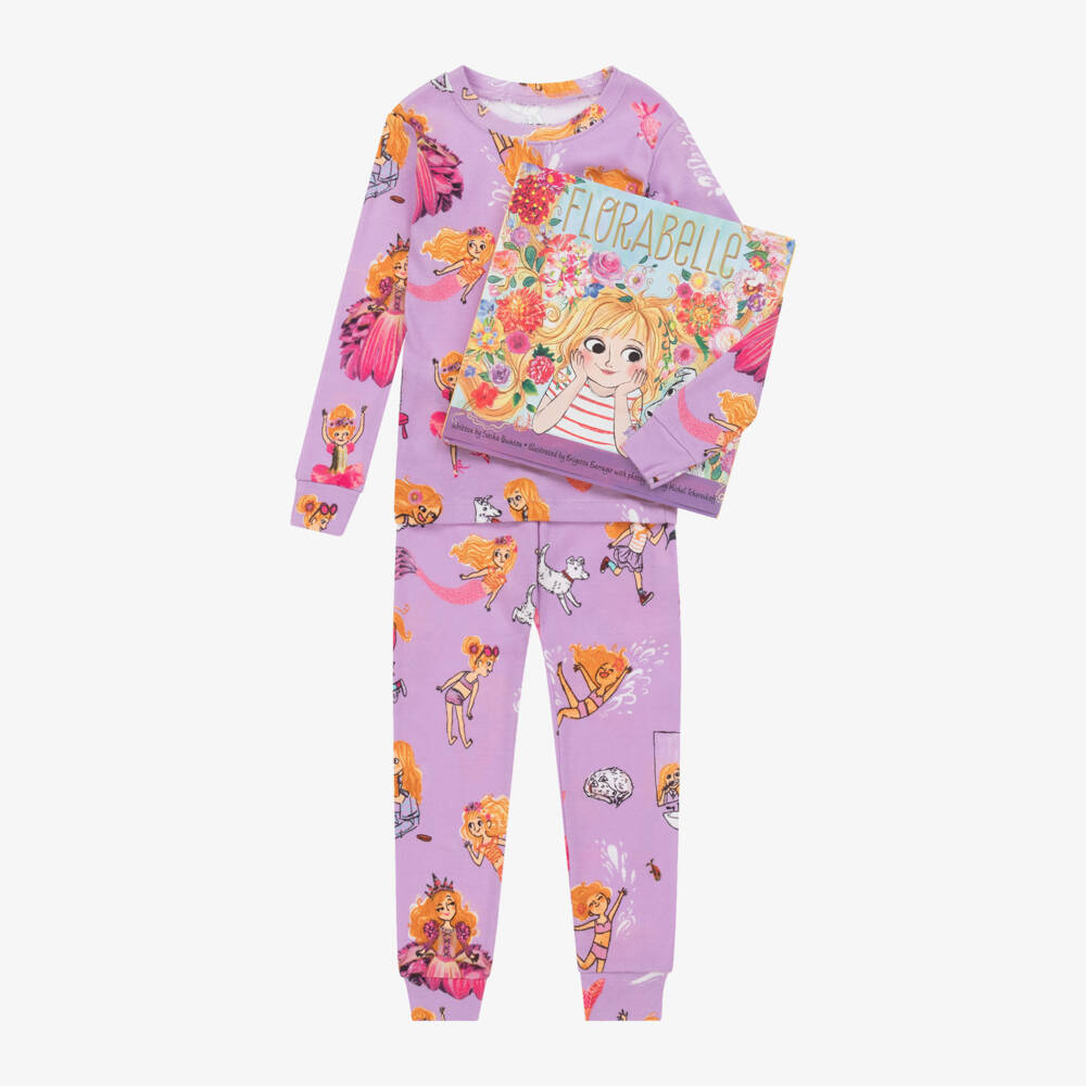 Books to Bed-Purple Florabelle Cotton Pyjamas & Book Set | Childrensalon Outlet