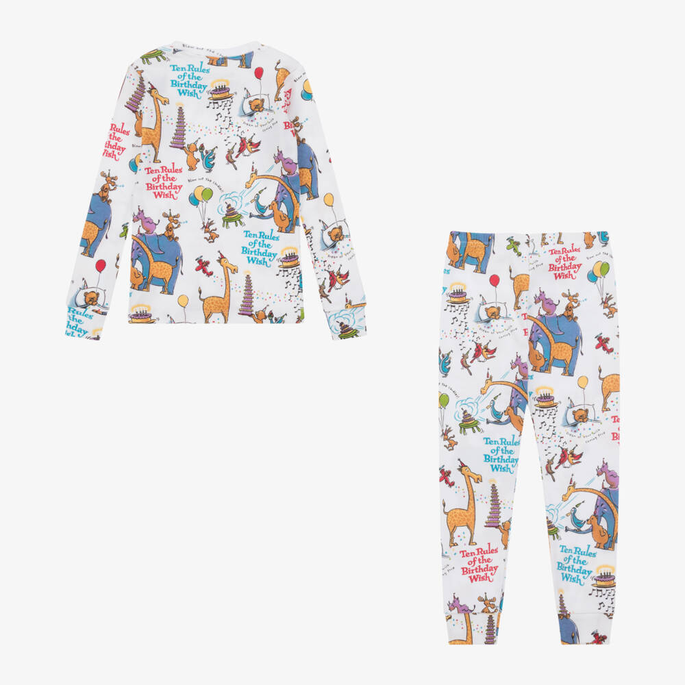 Books to Bed-White Birthday Wish Cotton Pyjamas & Book Set | Childrensalon Outlet