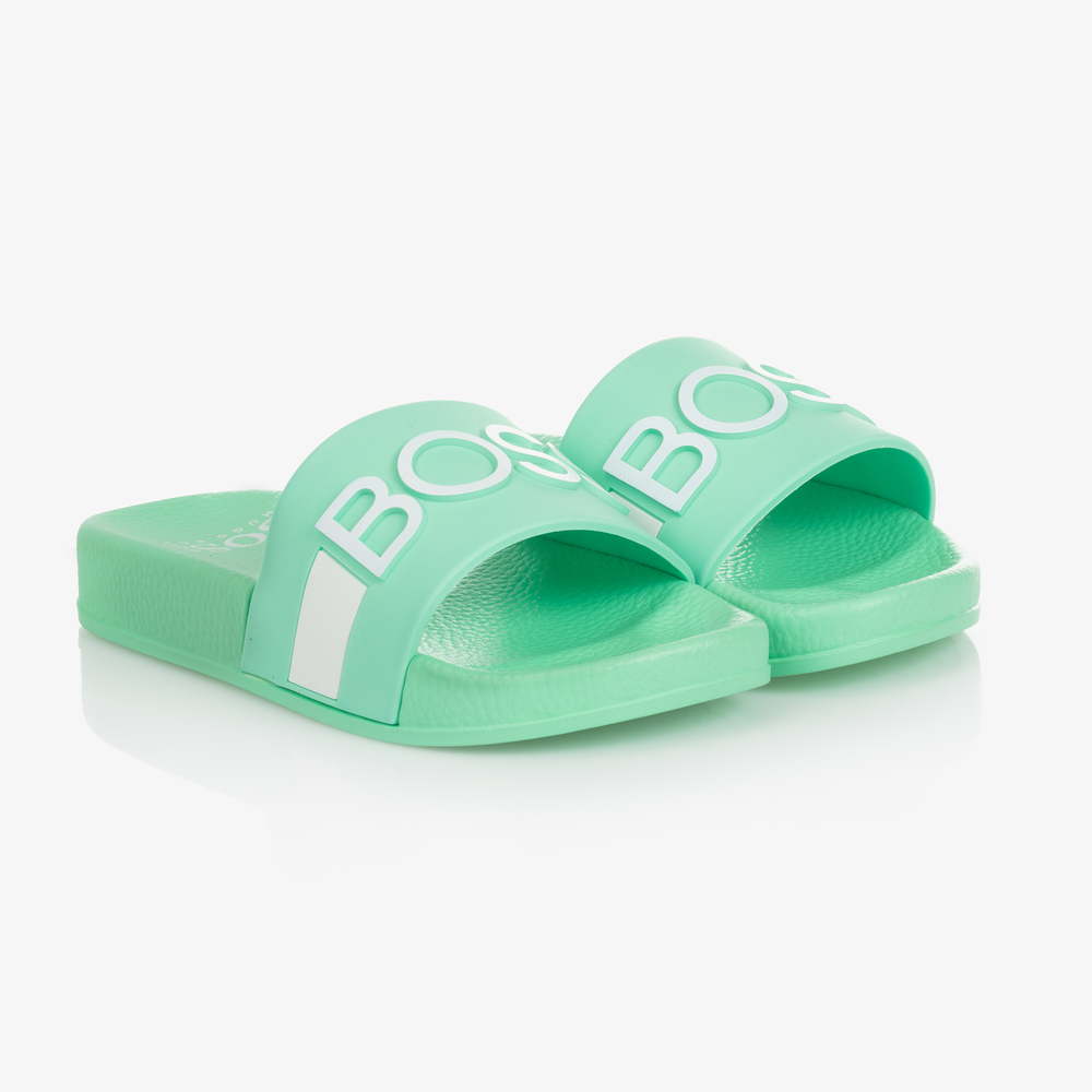 BOSS - Aqua Green Logo Sliders | Childrensalon