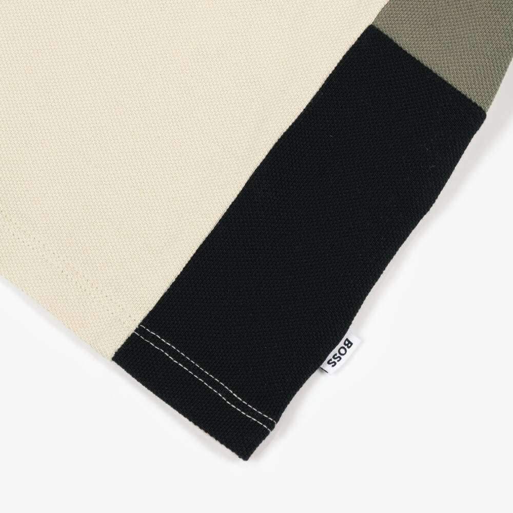 BOSS-Baby Boys Beige Colourblock Piqué Polo Shirt | Childrensalon Outlet