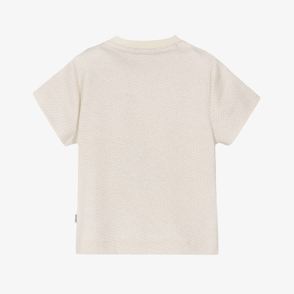 BOSS-Baby Boys Beige Cotton Jersey Monogram Logo T-Shirt | Childrensalon Outlet