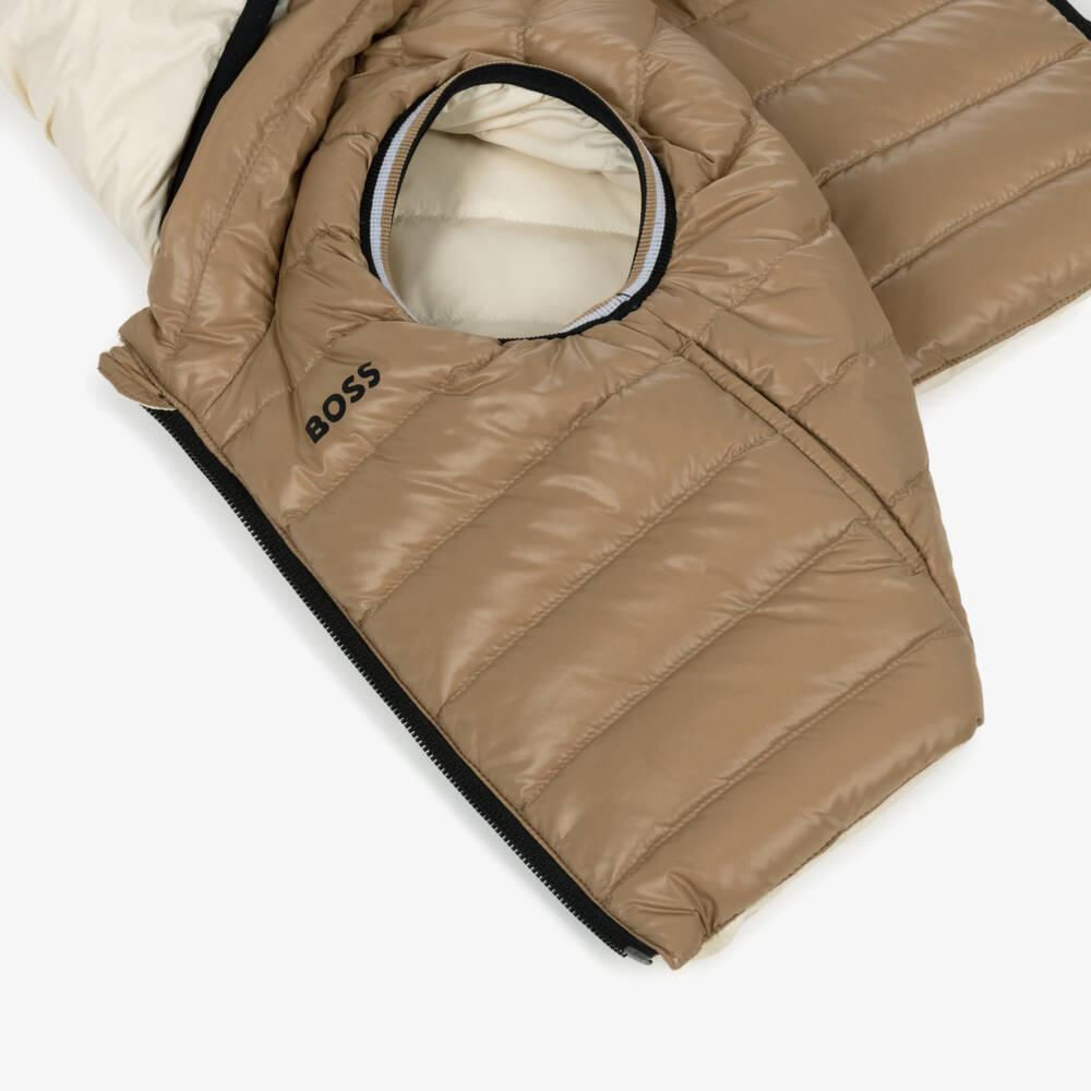 BOSS-Baby Boys Beige Down Padded Reversible Gilet | Childrensalon Outlet