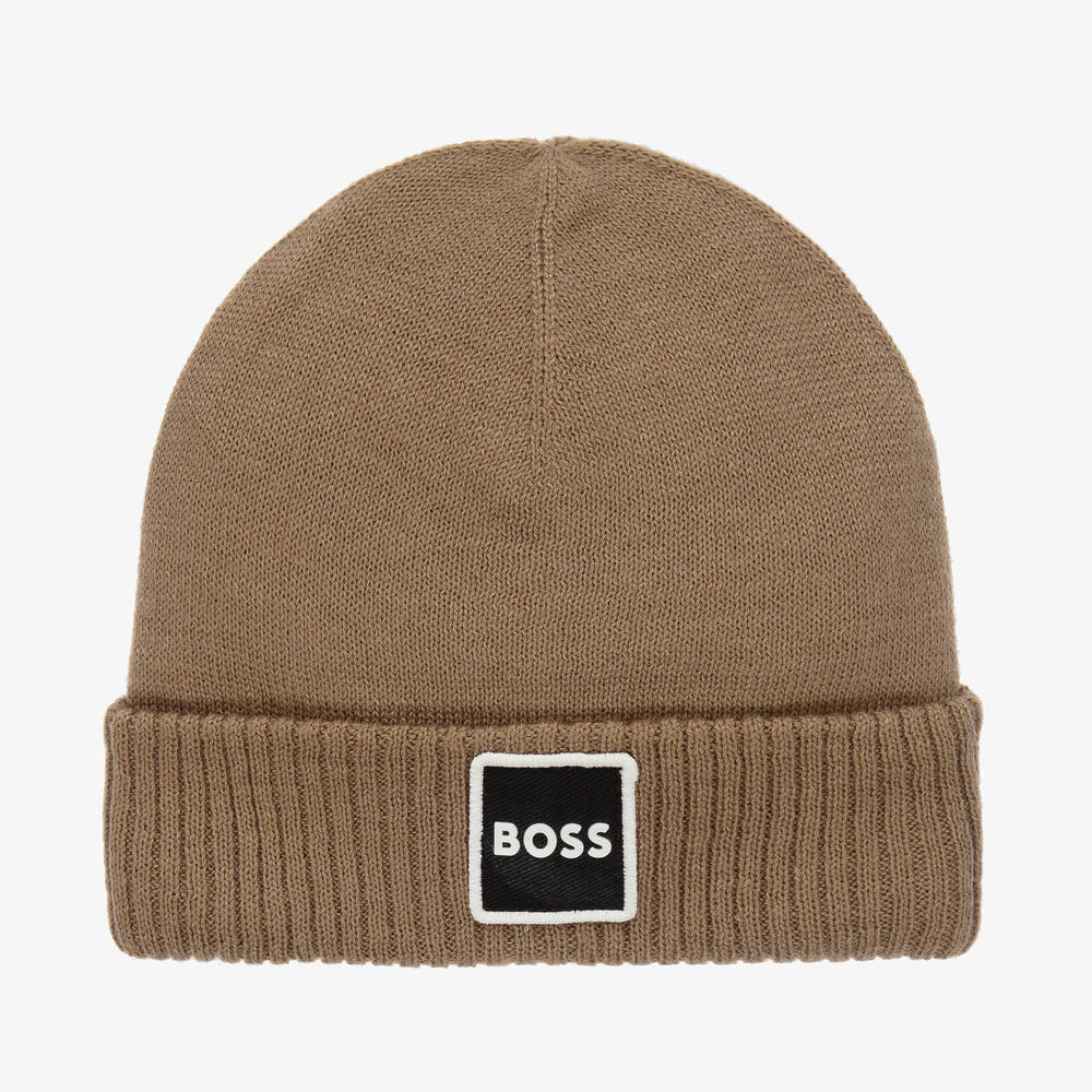 BOSS - Beige gestrickte Beanie für Babys | Childrensalon