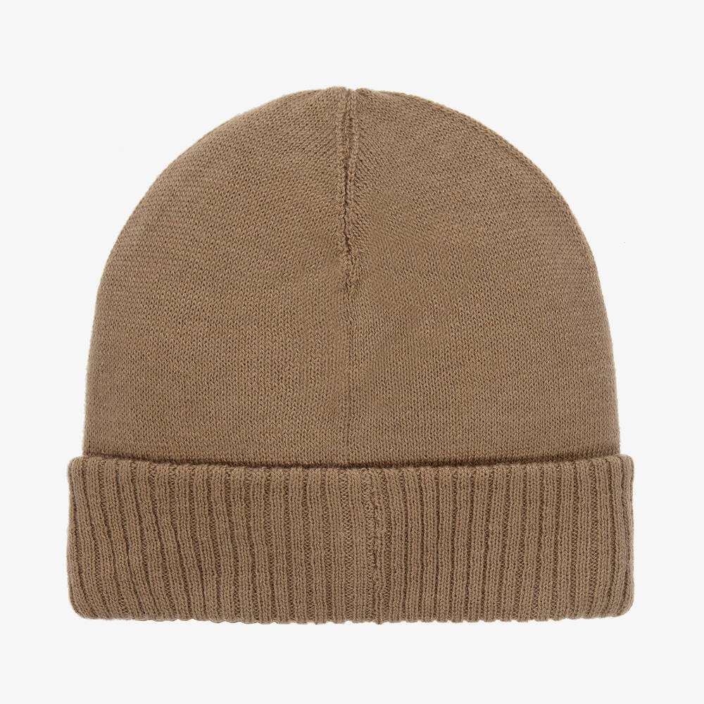 BOSS-Baby Boys Beige Knitted Beanie Hat | Childrensalon Outlet