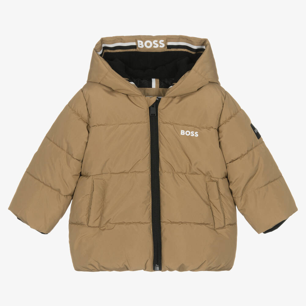 BOSS - Beige Steppjacke für männliche Babys | Childrensalon