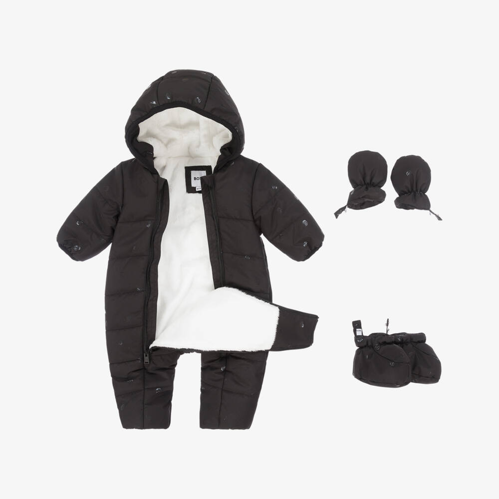 BOSS-Комбинезон черный с монограммой для мальчиков | Childrensalon Outlet