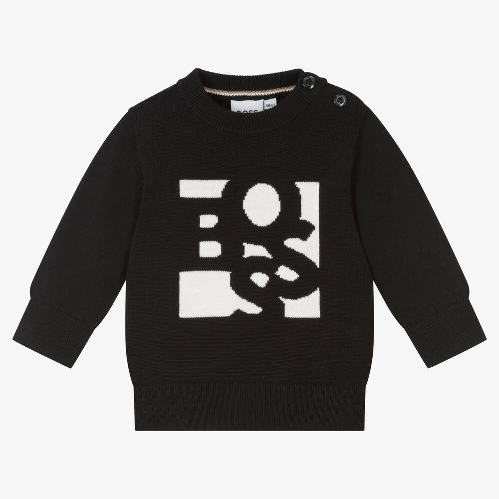 BOSS - Baby Boys Black Logo Jumper | Childrensalon