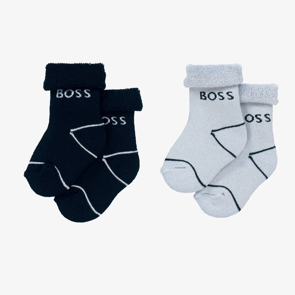 BOSS Baby Boys Blue Cotton Socks 2 Pack