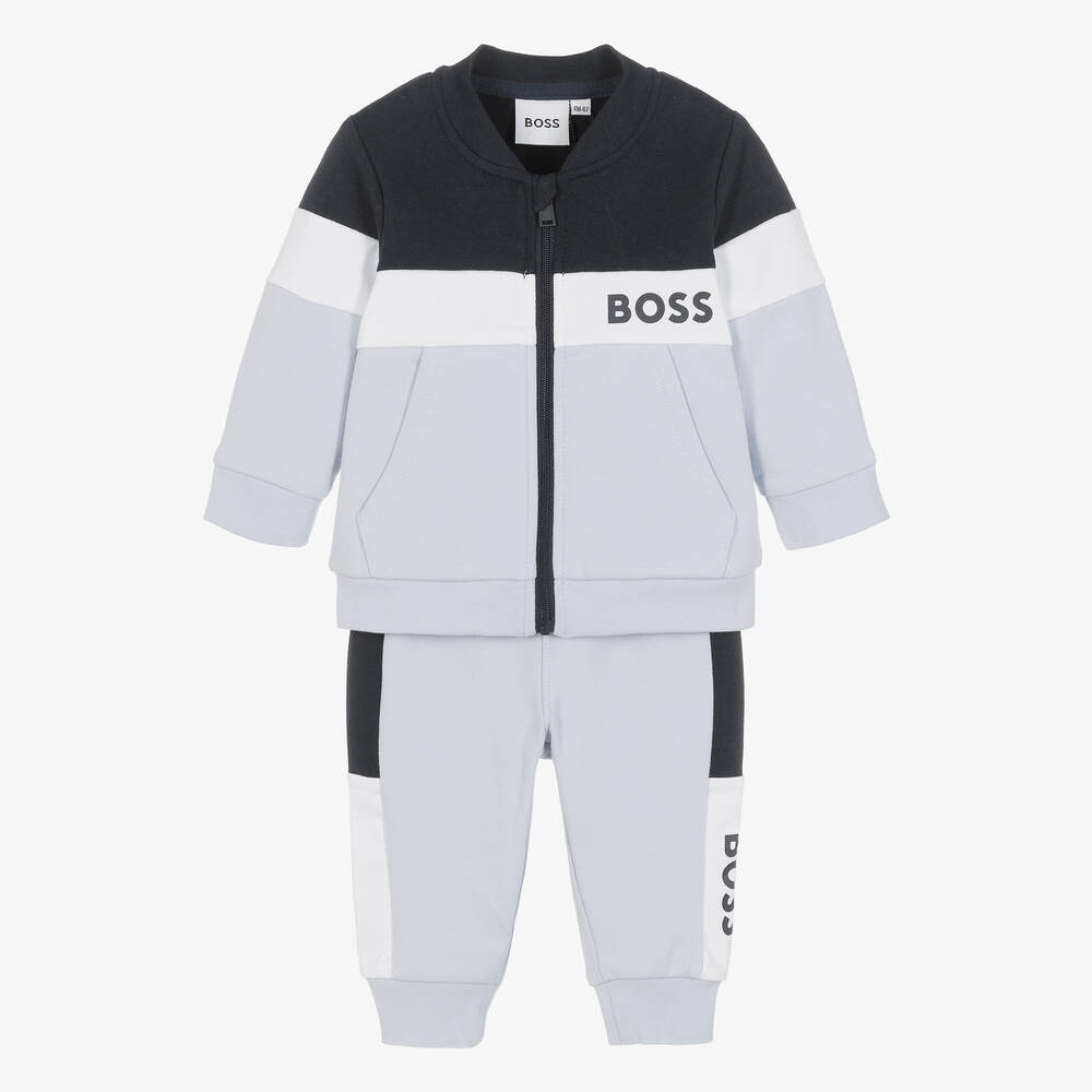 BOSS - Blauer Baby-Baumwoll-Trainingsanzug | Childrensalon