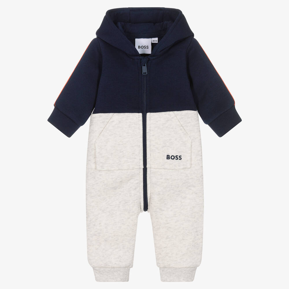 BOSS - Blauer Overall mit Kapuze für Babys | Childrensalon