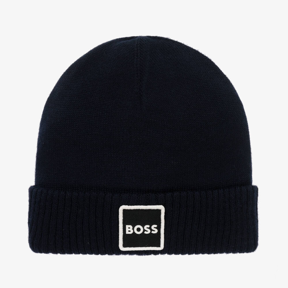 BOSS - Blaue Strick-Beanie für Babys | Childrensalon