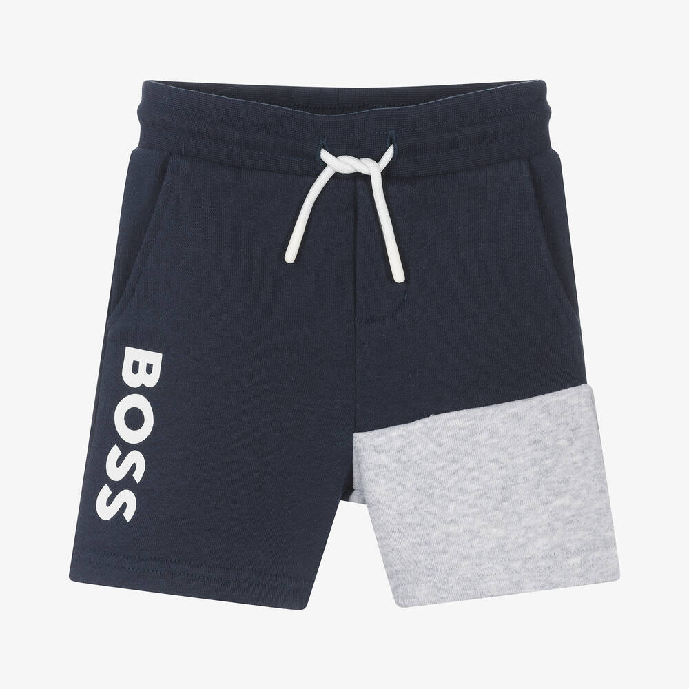 BOSS - Baby Boys Blue Logo Jersey Shorts | Childrensalon