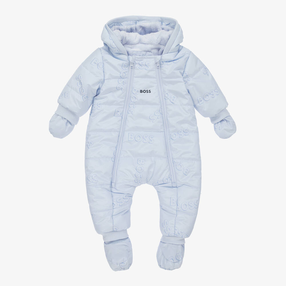 BOSS - Baby Boys Blue Logo Snowsuit | Childrensalon