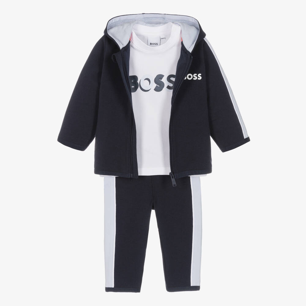 BOSS - Baby Boys Blue Logo Tracksuit | Childrensalon