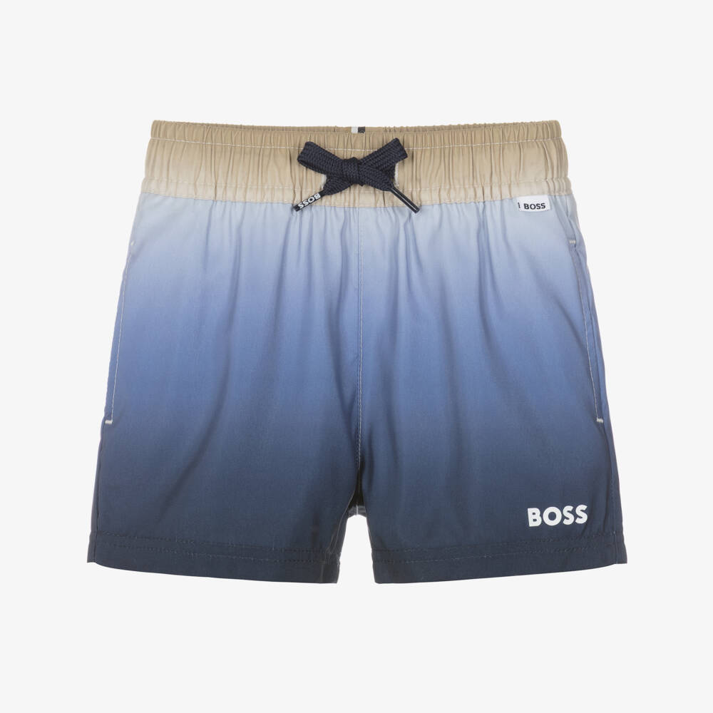 BOSS-Baby Boys Blue Ombré Swim Shorts | Childrensalon Outlet