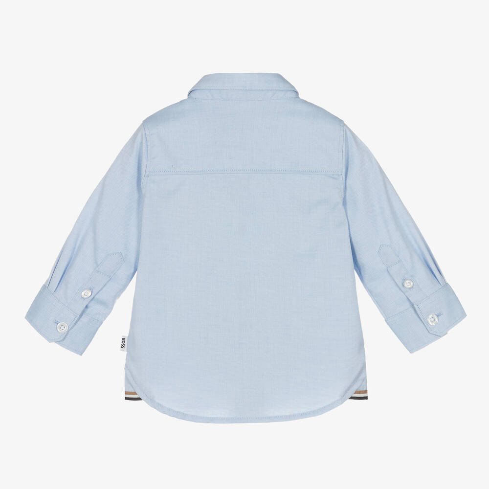 BOSS-Baby Boys Blue Oxford Cotton Shirt | Childrensalon Outlet