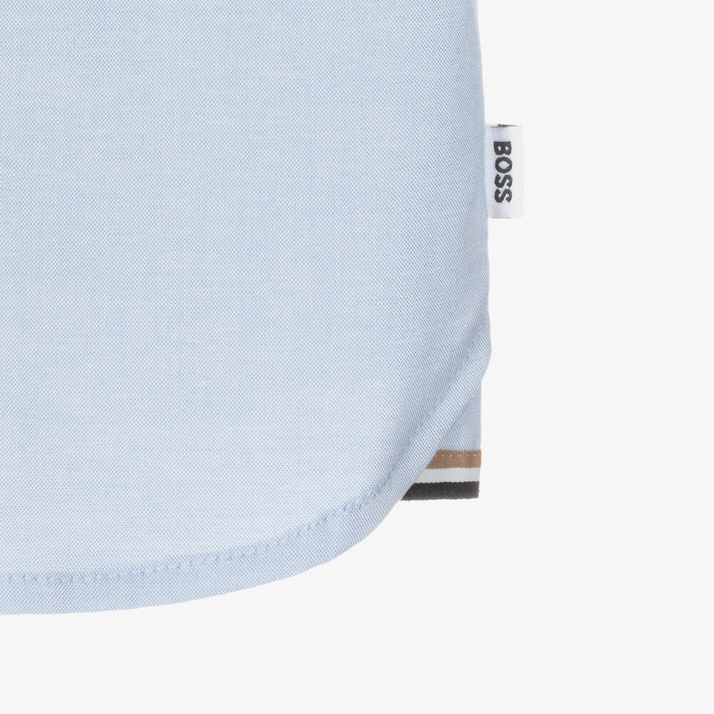 BOSS-Baby Boys Blue Oxford Cotton Shirt | Childrensalon Outlet