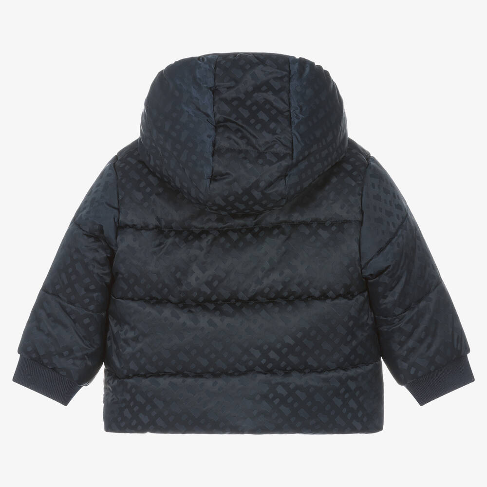BOSS-Baby Boys Blue Reversible Puffer Jacket  | Childrensalon Outlet